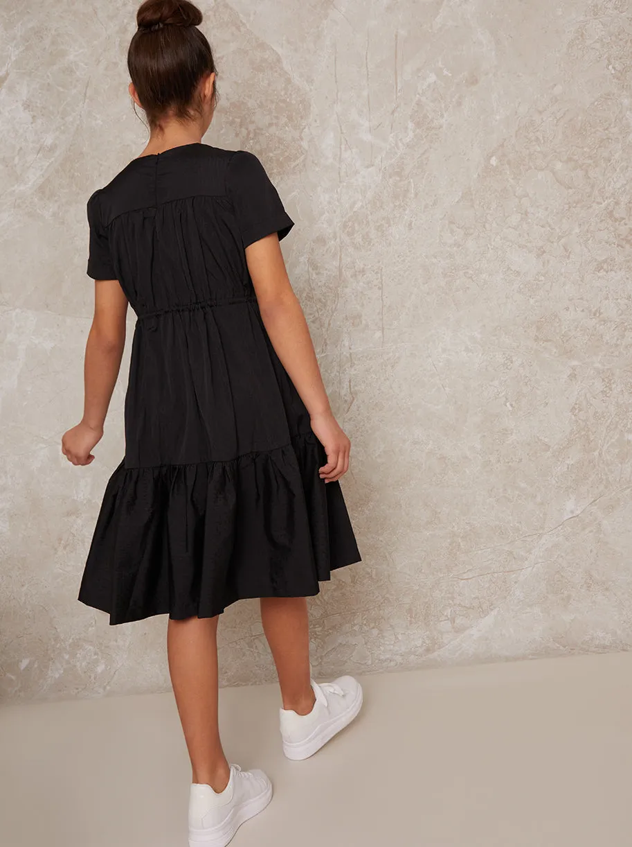 Girls Cap Sleeve Midi Dress in Black sold by Chi Chi London product image thumbnail 4