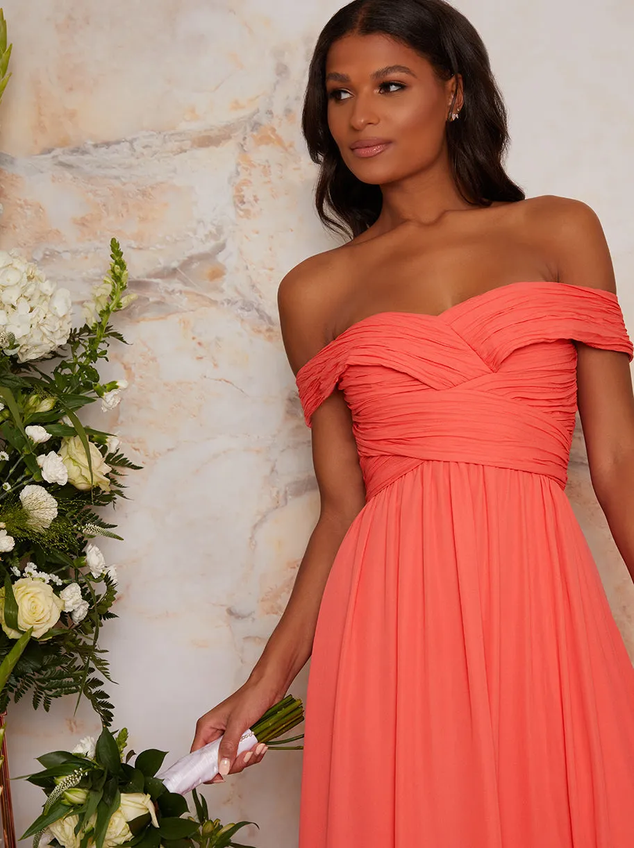 Bardot Ruched Dress in Orange sold by Chi Chi London product image thumbnail 2