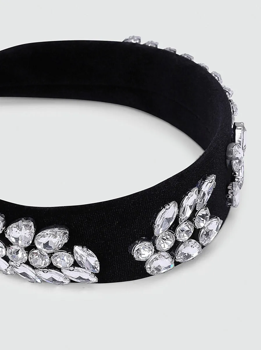 Diamante Chunky Velvet Headband in Black sold by Chi Chi London product image thumbnail 4
