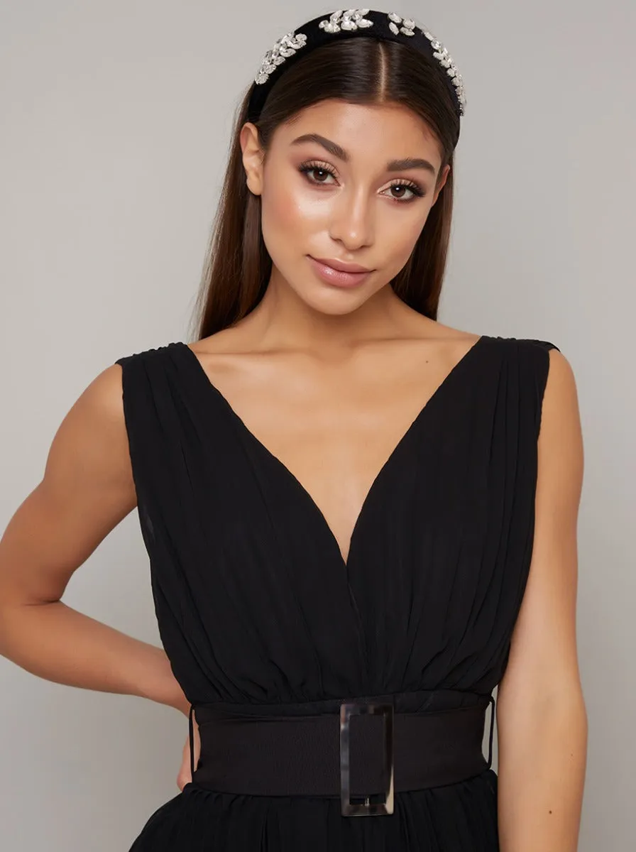 Diamante Chunky Velvet Headband in Black sold by Chi Chi London product image thumbnail 2