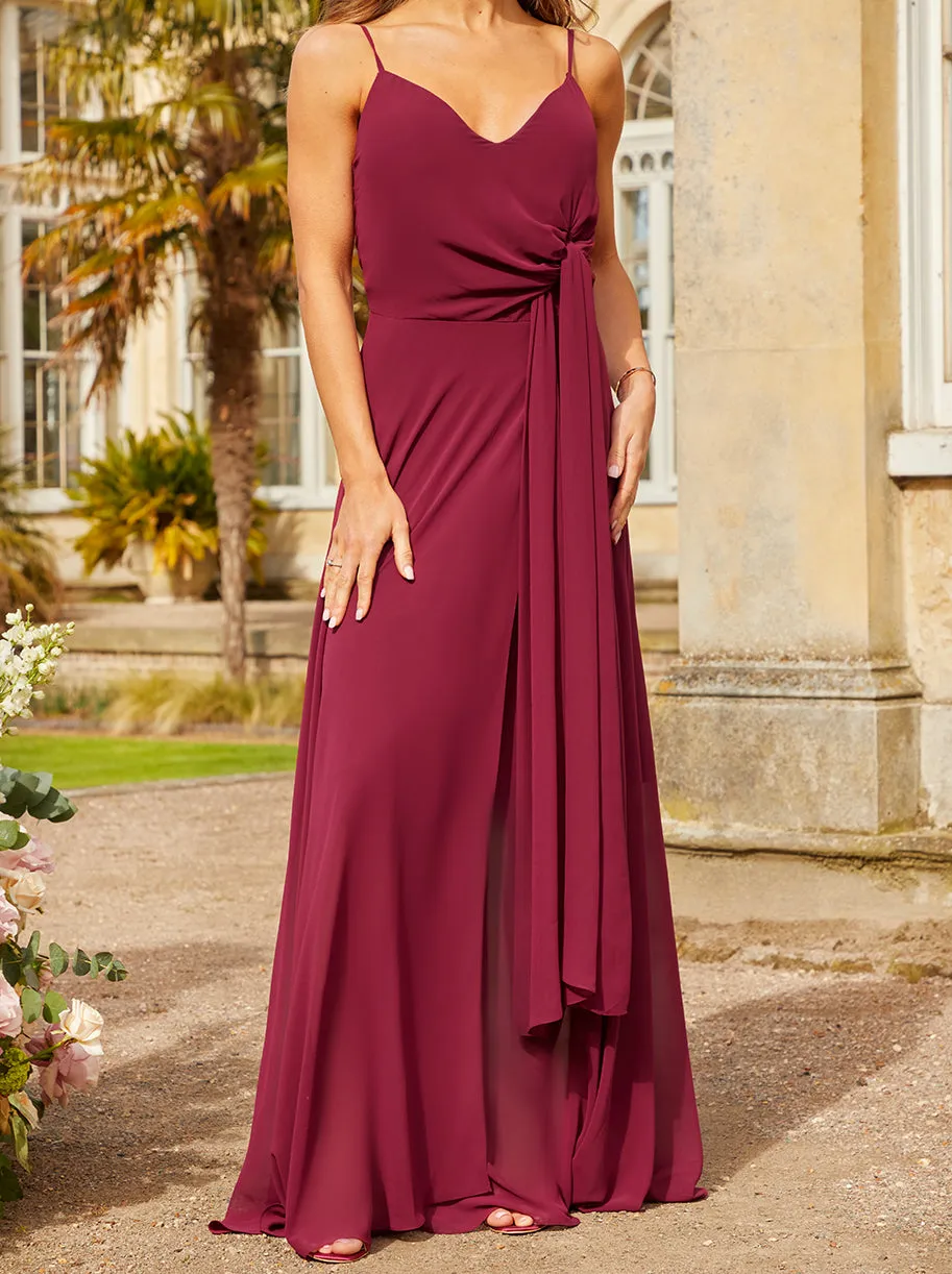 Ruched Wrap Maxi Dress in Wine sold by Chi Chi London product image thumbnail 2