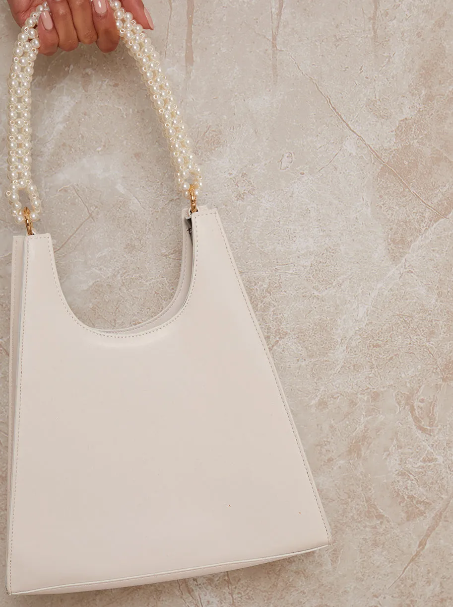 Faux Pearl Box Handbag in White sold by Chi Chi London product image thumbnail 2