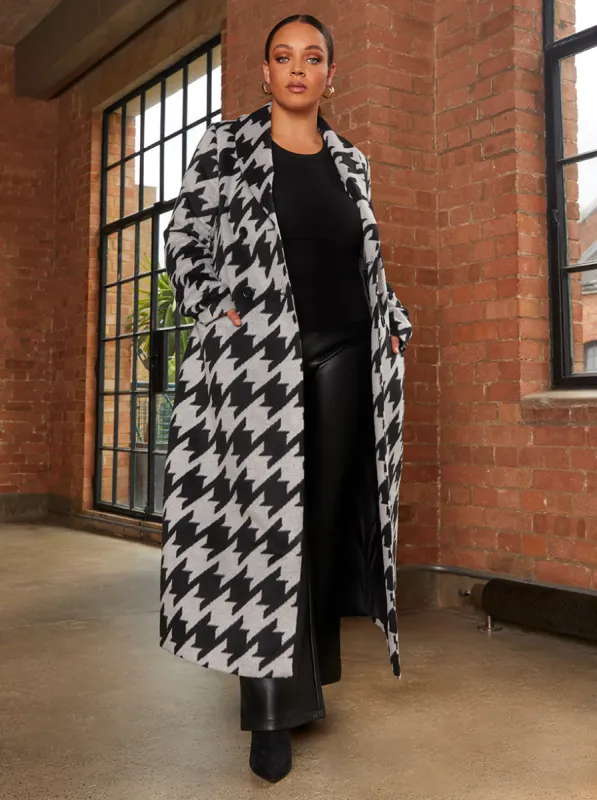 Oversized Dogtooth Coat in Black and White sold by Chi Chi London