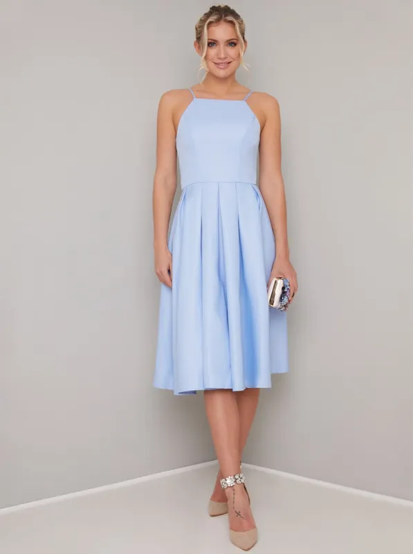 Cami Strap Plain Midi Dress in Blue sold by Chi Chi London