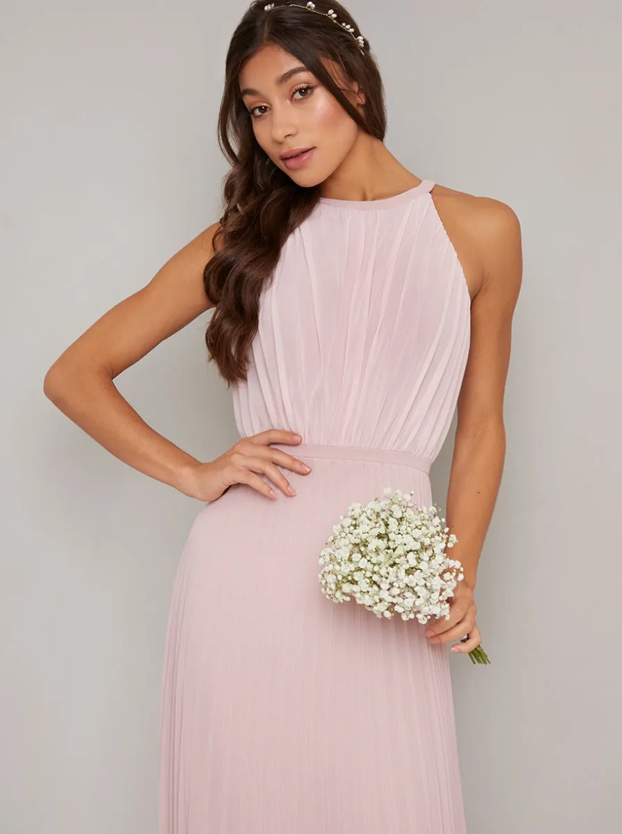 High Neck Pleated Maxi Evening Dress in Brown sold by Chi Chi London product image thumbnail 2