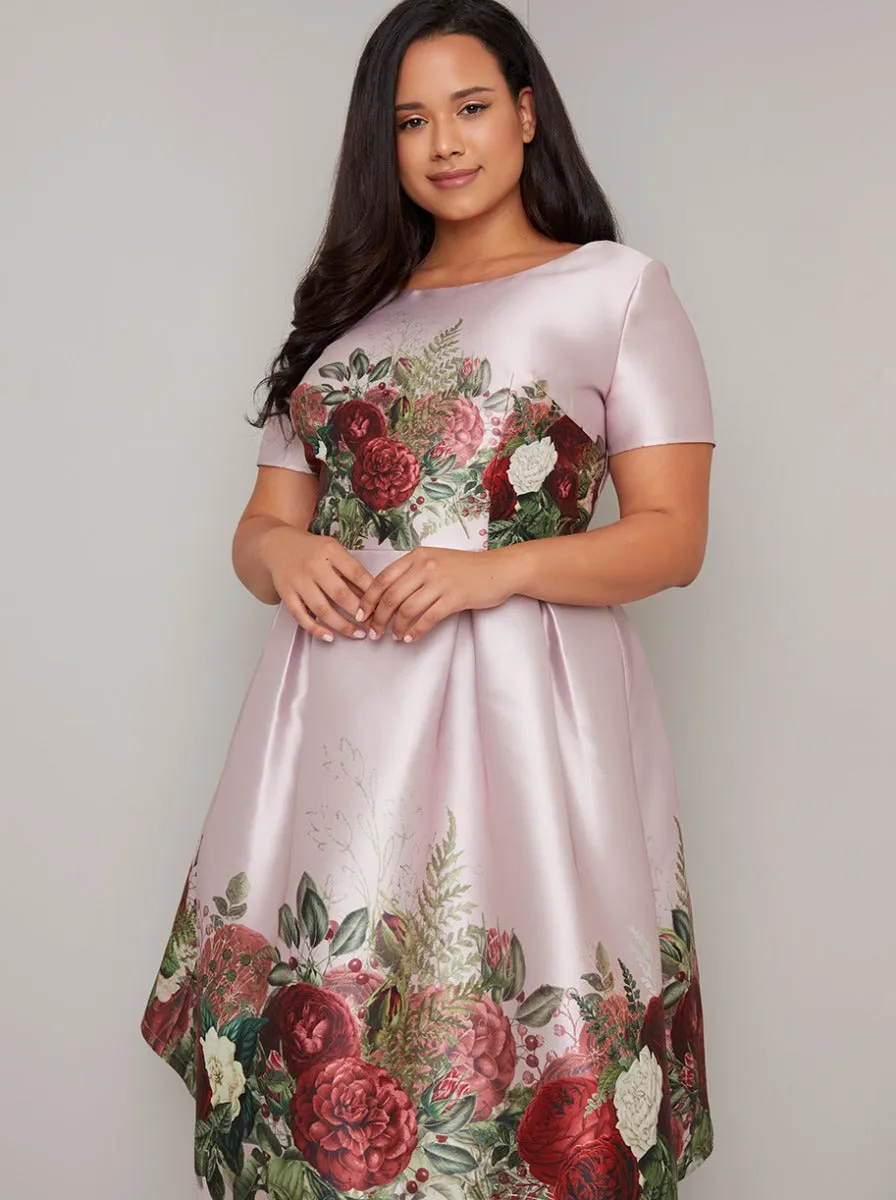 Plus Size Floral Border Midi Dress in Pink sold by Chi Chi London product image thumbnail 2