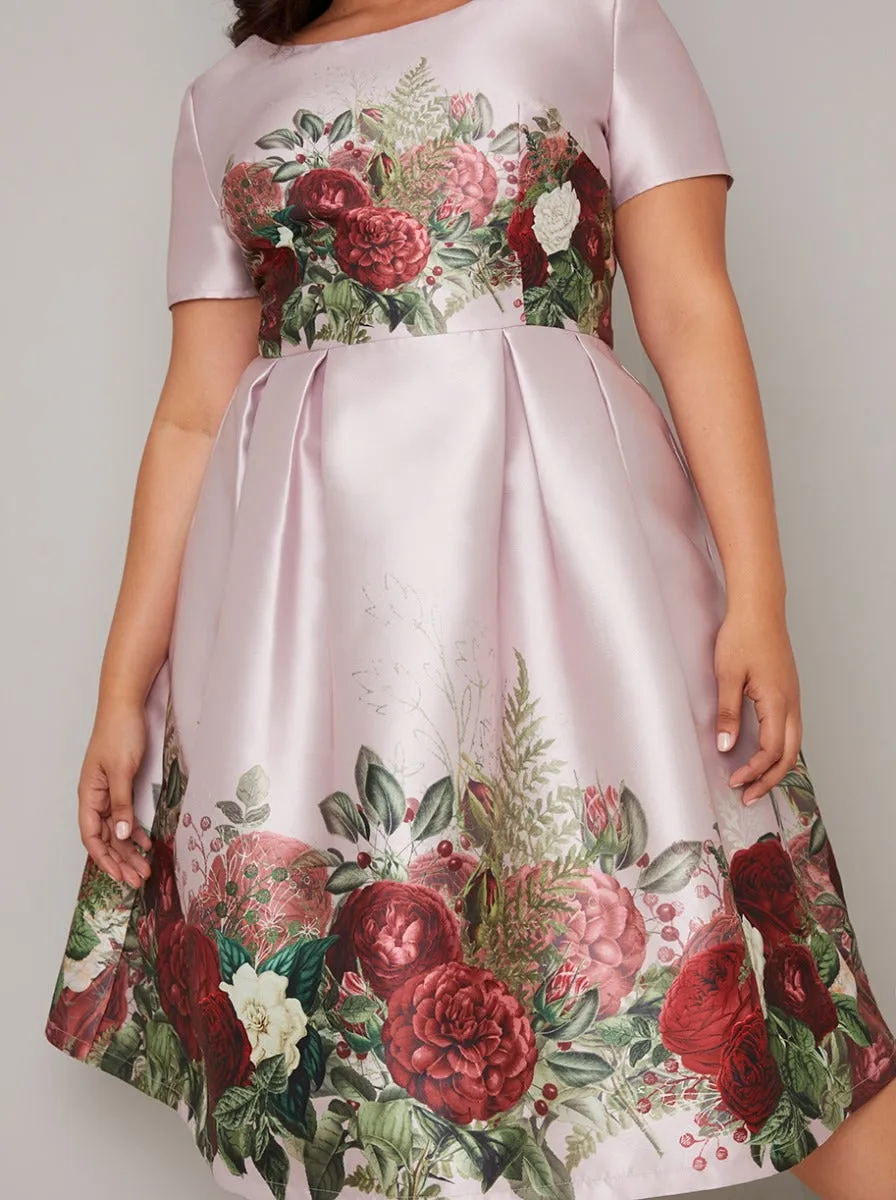 Plus Size Floral Border Midi Dress in Pink sold by Chi Chi London product image thumbnail 3
