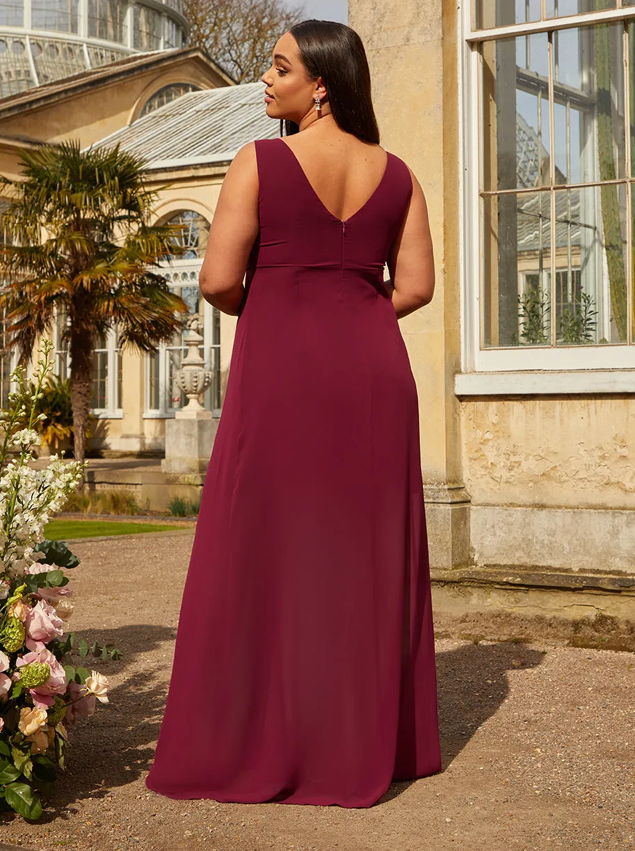 Plus Size Knot Detail Maxi Dress in Wine sold by Chi Chi London product image thumbnail 4