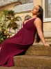 Plus Size Knot Detail Maxi Dress in Wine sold by Chi Chi London