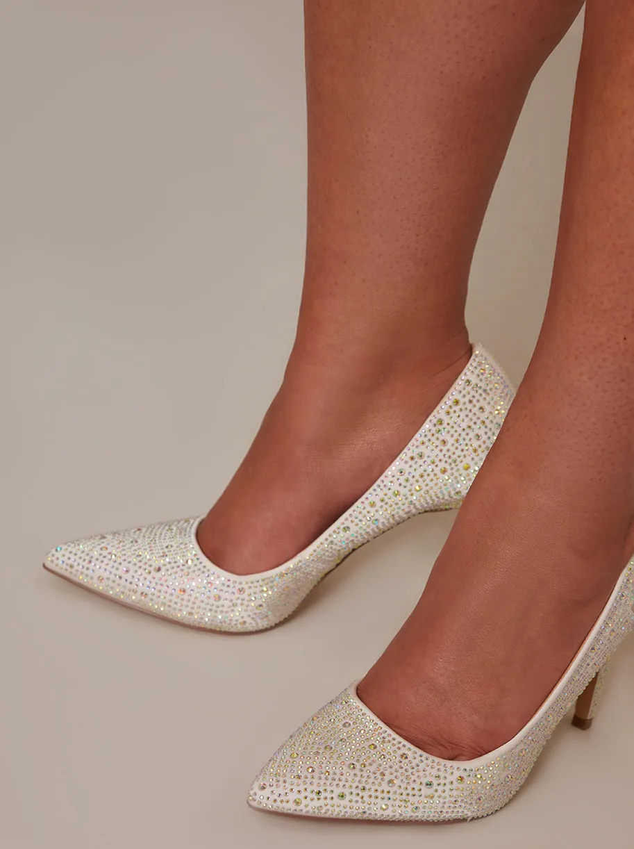 Diamante Court Heels in White sold by Chi Chi London product image thumbnail 4