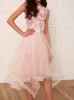 Older Girls Floral Embroidered Midi Dress in Pink sold by Chi Chi London