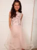 Older Girls Floral Embroidered Midi Dress in Pink sold by Chi Chi London