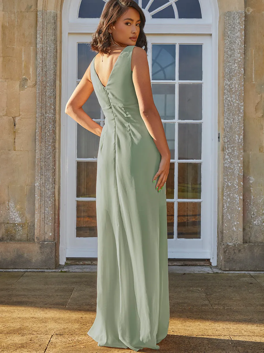 Petite Knot Detail Maxi Dress in Sage sold by Chi Chi London product image thumbnail 4