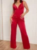 Petite Corset Style Wide Leg Satin Jumpsuit in Pink sold by Chi Chi London