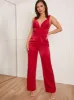 Petite Corset Style Wide Leg Satin Jumpsuit in Pink sold by Chi Chi London