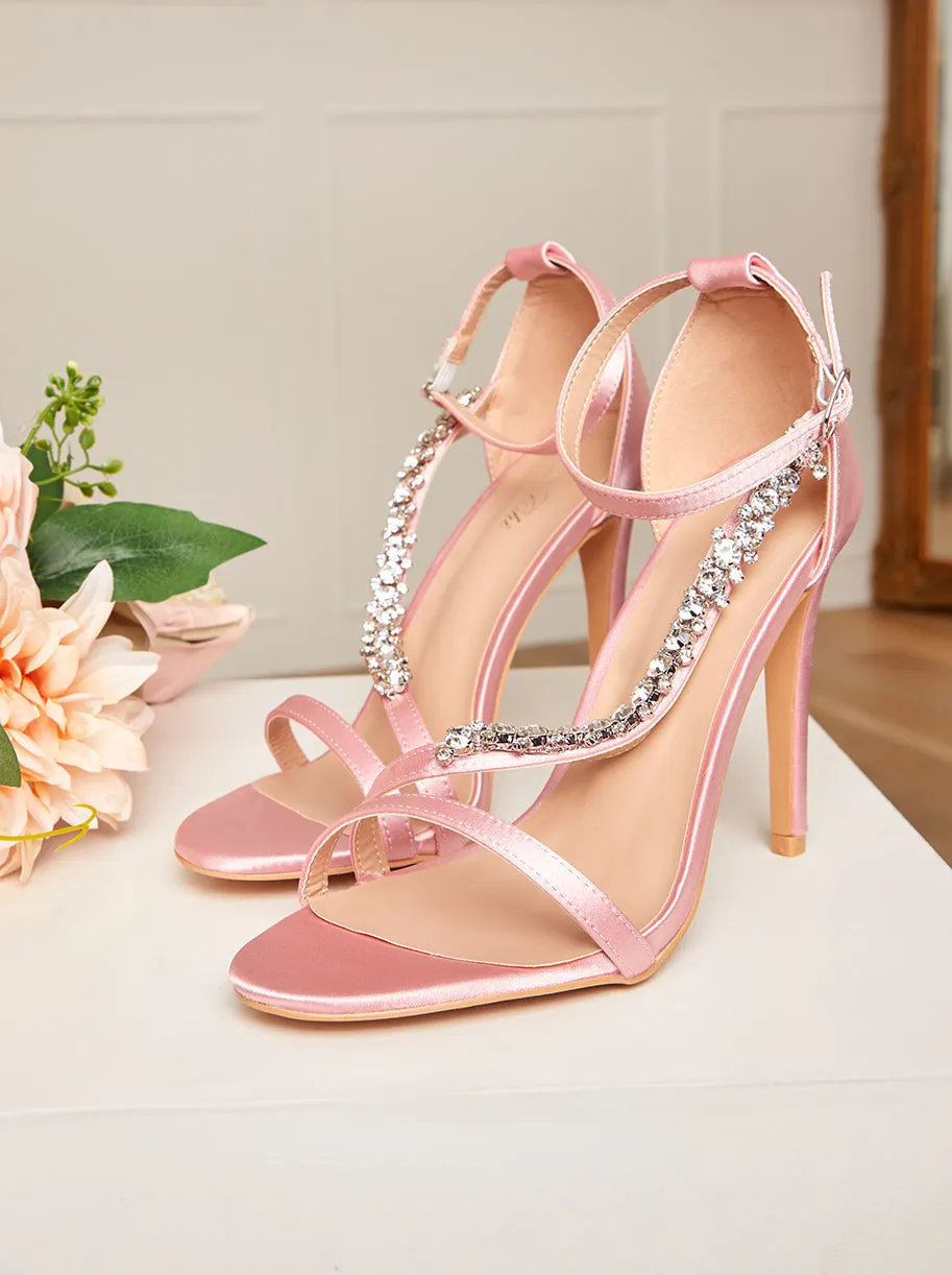 High Heel Diamante Strap Sandals in Pink sold by Chi Chi London product image thumbnail 5