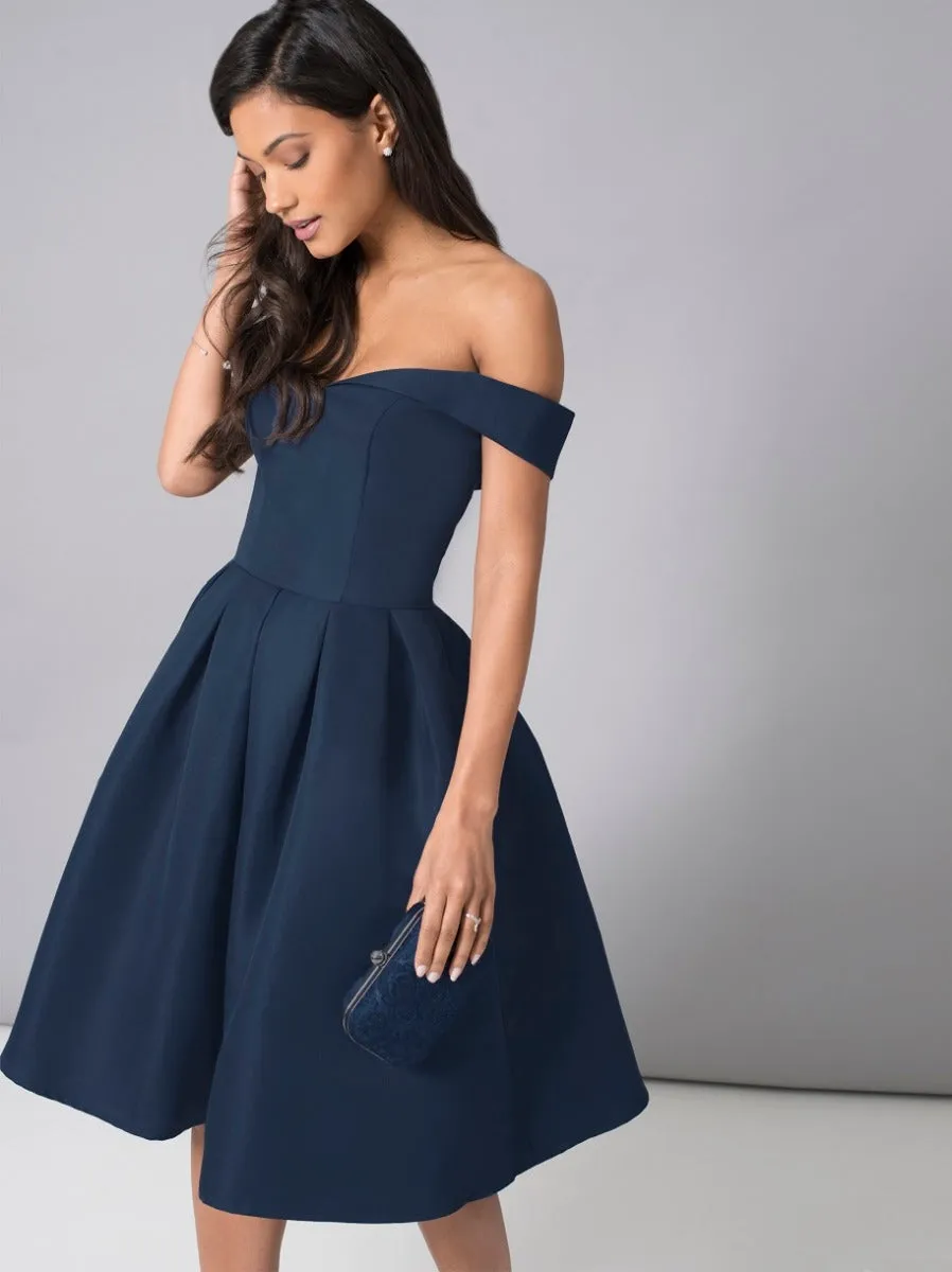 Bardot Skater Dress in Navy sold by Chi Chi London