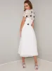 Tall Crochet Mono Midi Dress in White sold by Chi Chi London
