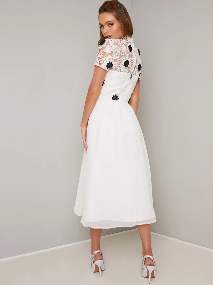 Tall Crochet Mono Midi Dress in White sold by Chi Chi London product image thumbnail 4