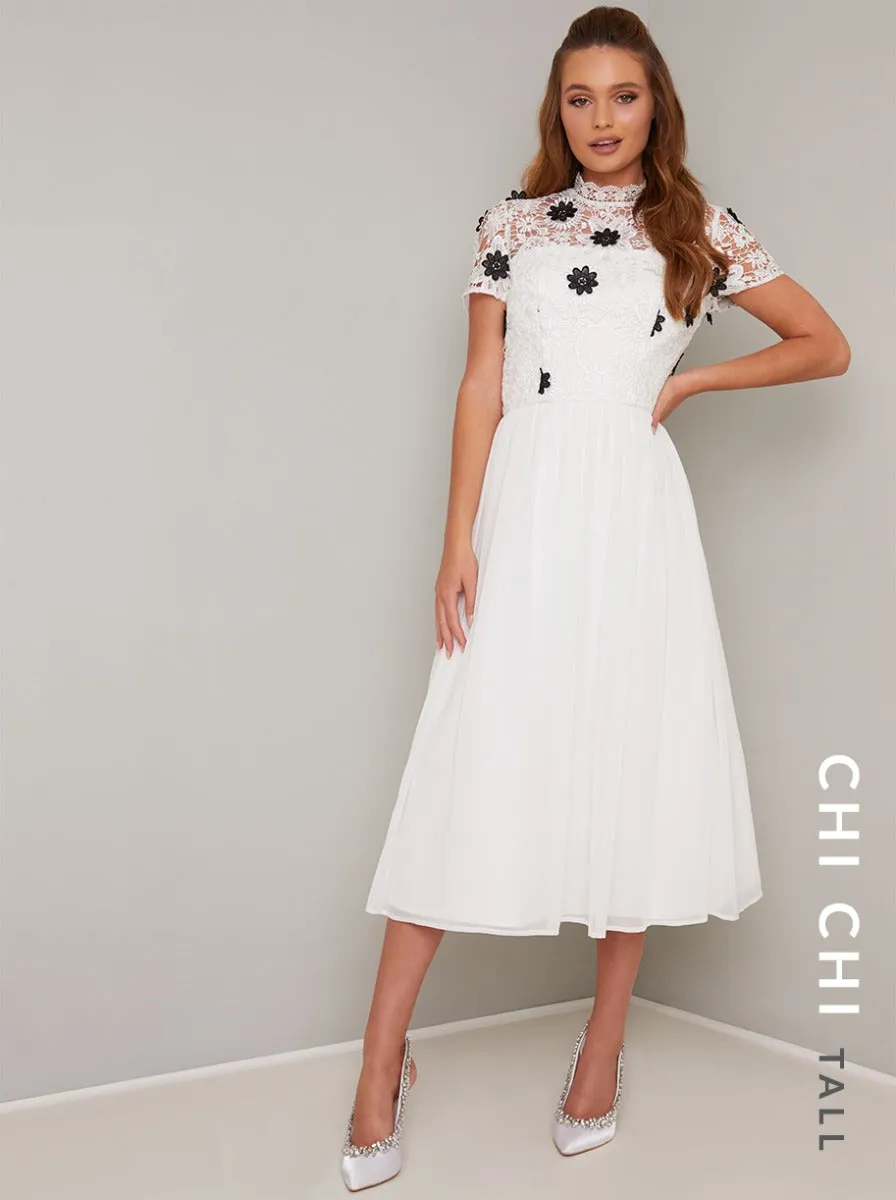 Tall Crochet Mono Midi Dress in White sold by Chi Chi London