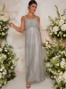 Sequin Cami Style Maxi Dress In Silver sold by Chi Chi London