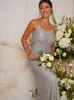 Sequin Cami Style Maxi Dress In Silver sold by Chi Chi London