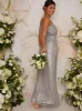 Sequin Cami Style Maxi Dress In Silver sold by Chi Chi London