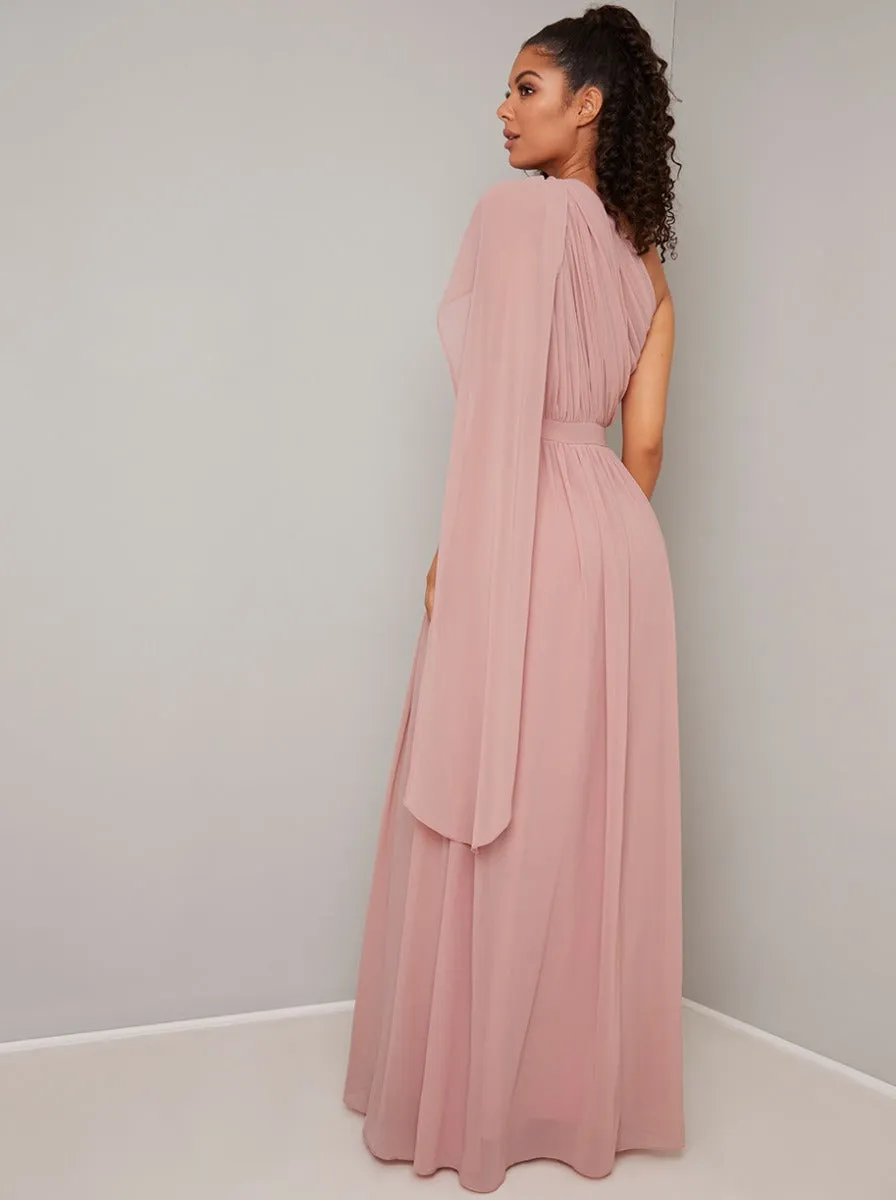 One Shoulder Embellished Maxi Dress in Pink sold by Chi Chi London product image thumbnail 3