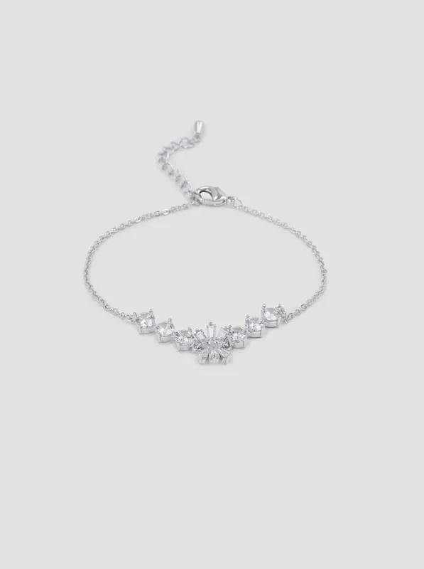 Diamante Detail Chain Bracelet in Silver Tone sold by Chi Chi London