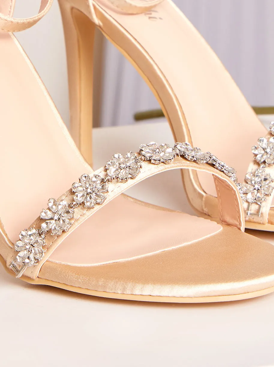 High Heel Diamante Strap Sandals in Champagne sold by Chi Chi London product image thumbnail 3