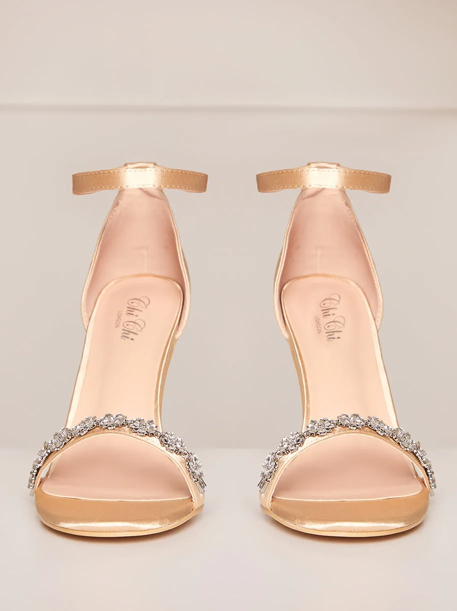 High Heel Diamante Strap Sandals in Champagne sold by Chi Chi London product image thumbnail 4