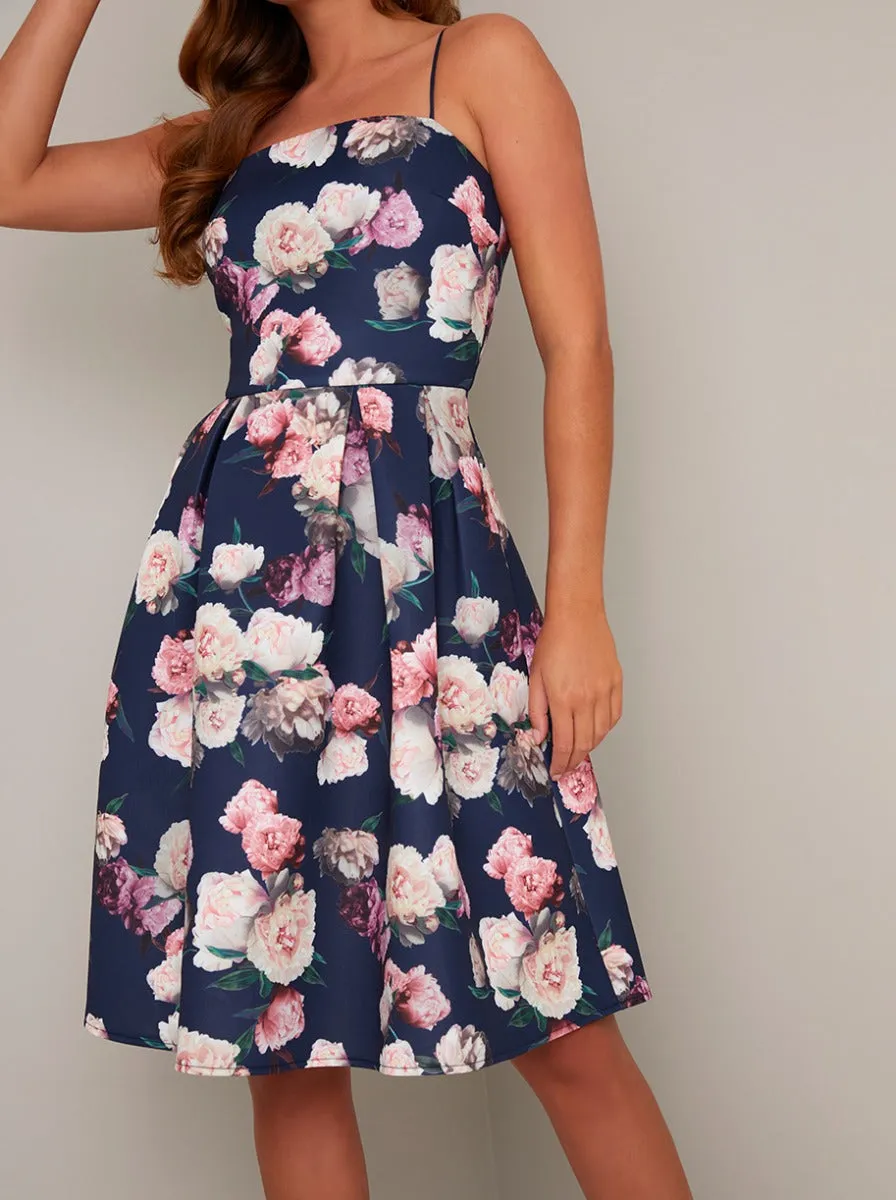 Cami Strap Fitted Bodice Floral Midi Dress in Blue sold by Chi Chi London product image thumbnail 2