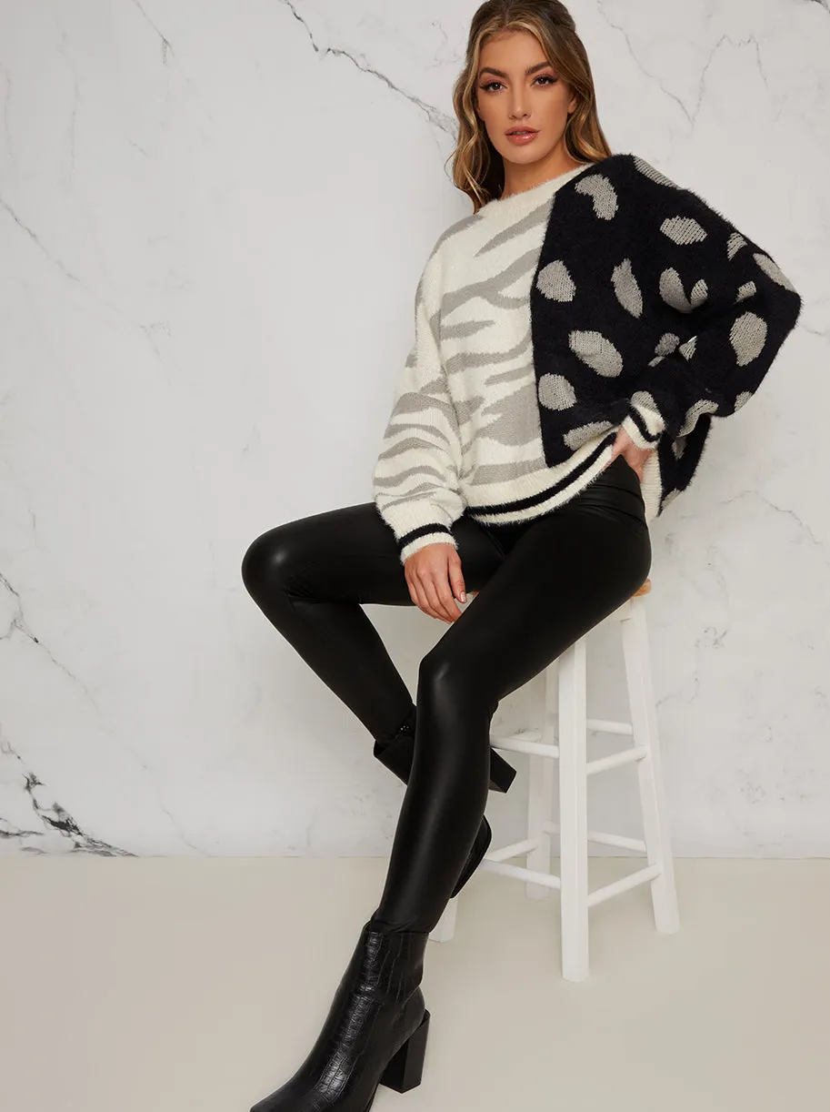 Animal Print Contrast Jumper In Mono sold by Chi Chi London product image thumbnail 2