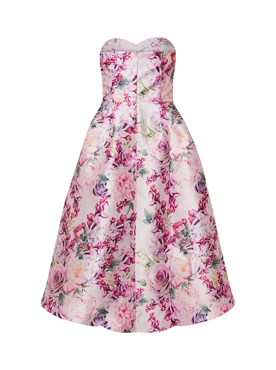 Bandeau Sweetheart Dip Hem Dress in Pink sold by Chi Chi London product image thumbnail 2