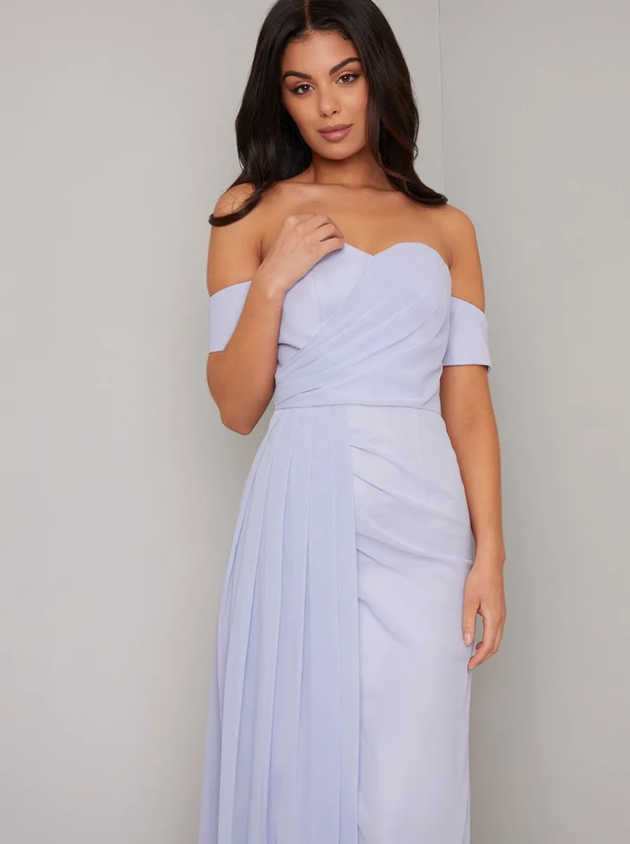 Strapless Ruffle Drape Design Maxi Dress in Blue sold by Chi Chi London product image thumbnail 3