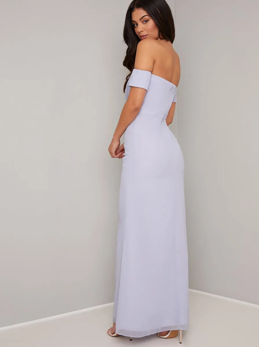 Strapless Ruffle Drape Design Maxi Dress in Blue sold by Chi Chi London product image thumbnail 4