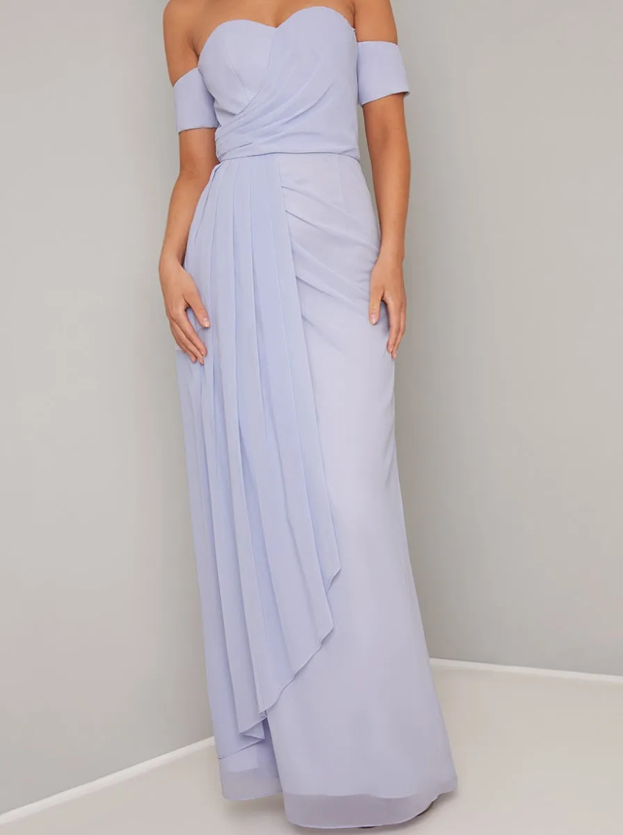 Strapless Ruffle Drape Design Maxi Dress in Blue sold by Chi Chi London product image thumbnail 2