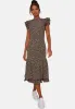Ruffle Hem Printed Short Sleeve Midi Dress in Multi sold by Chi Chi London