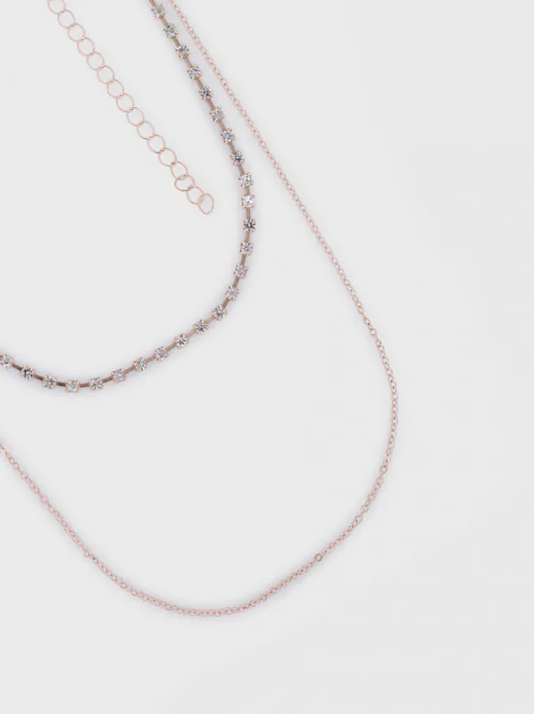 Diamante Double Choker in Gold Finish sold by Chi Chi London