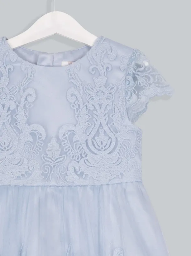 Girls Lace Overlay Tea Dress in Blue sold by Chi Chi London product image thumbnail 4