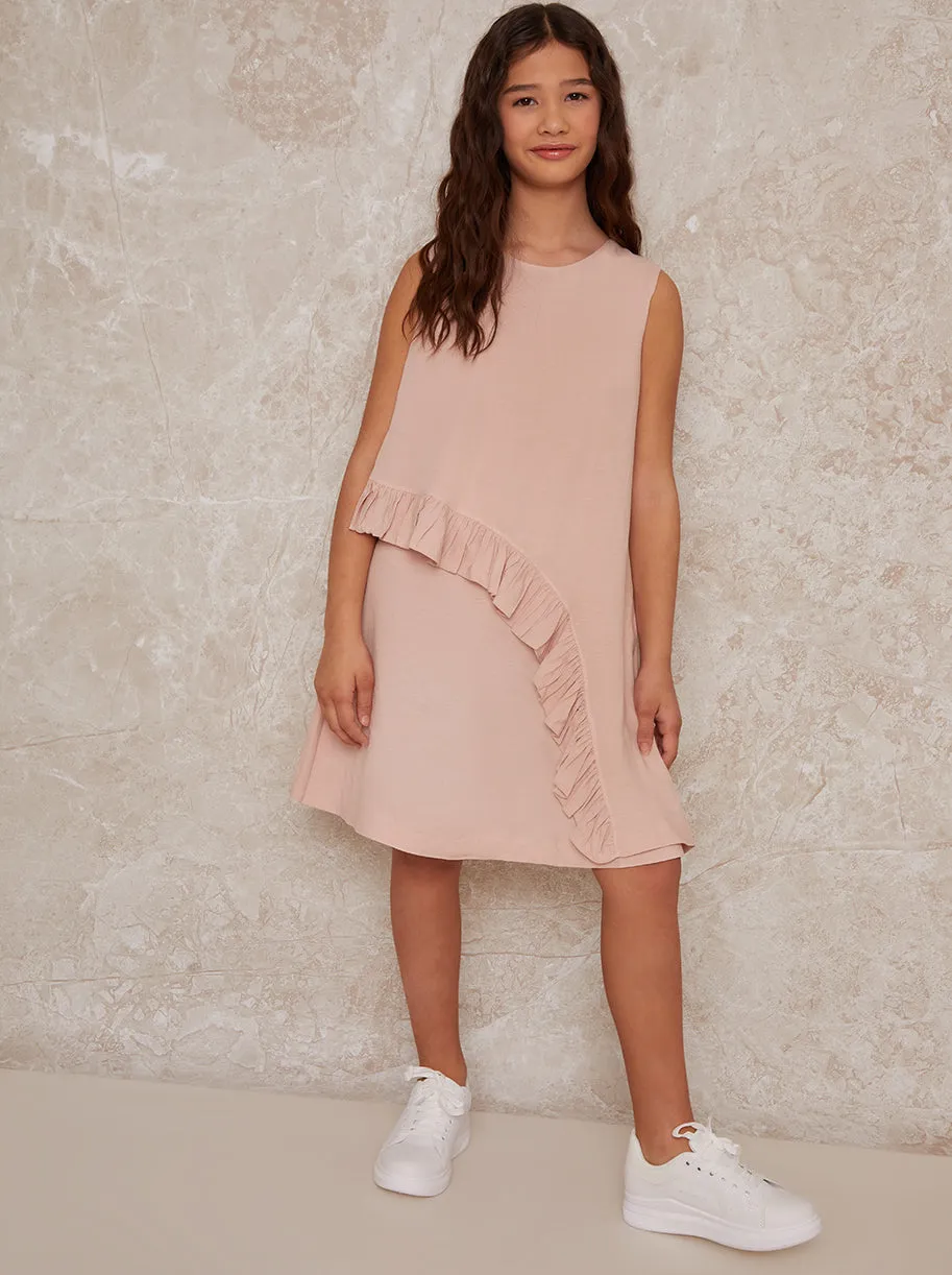 Girls Sleeveless Ruffle Midi Dress in Pink sold by Chi Chi London product image thumbnail 2