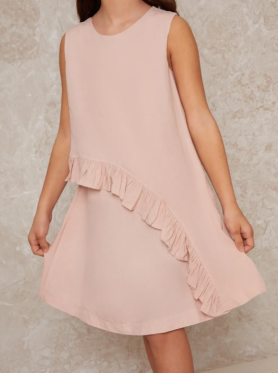 Girls Sleeveless Ruffle Midi Dress in Pink sold by Chi Chi London product image thumbnail 3