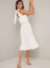 Halter Style Pleated Frill Detail Midi Dress in White sold by Chi Chi London