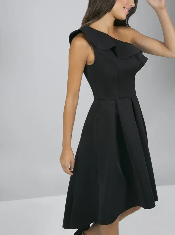 One Shoulder Frill Detail Midi Dress In Black sold by Chi Chi London product image thumbnail 2
