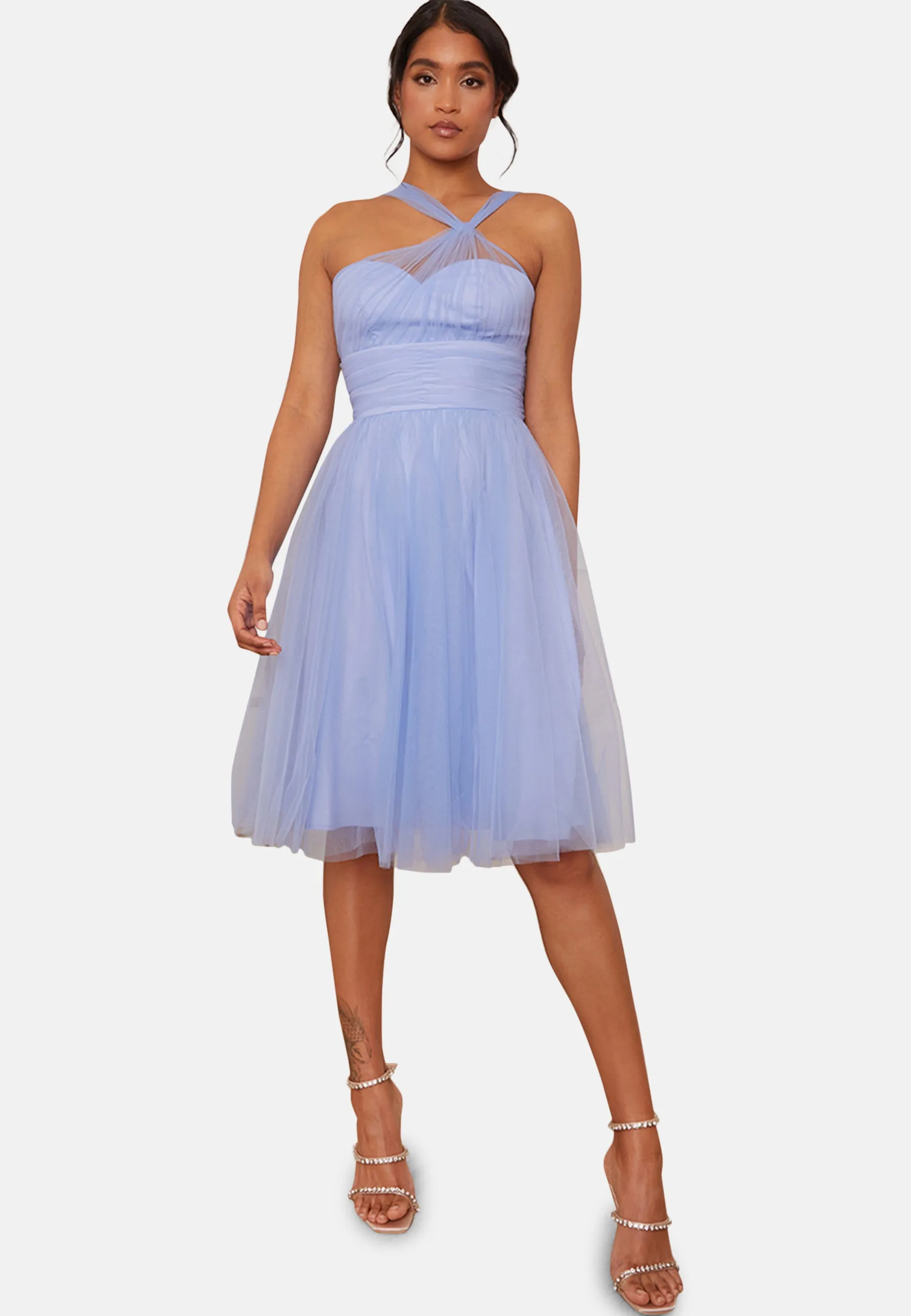 Halter Neck Mesh Midi Dress in Blue sold by Chi Chi London product image thumbnail 5