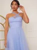 Halter Neck Mesh Midi Dress in Blue sold by Chi Chi London