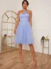 Halter Neck Mesh Midi Dress in Blue sold by Chi Chi London