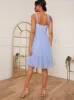 Halter Neck Mesh Midi Dress in Blue sold by Chi Chi London