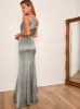 Cowl Neck Satin Slip Maxi Dress in Grey sold by Chi Chi London