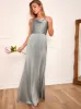 Cowl Neck Satin Slip Maxi Dress in Grey sold by Chi Chi London
